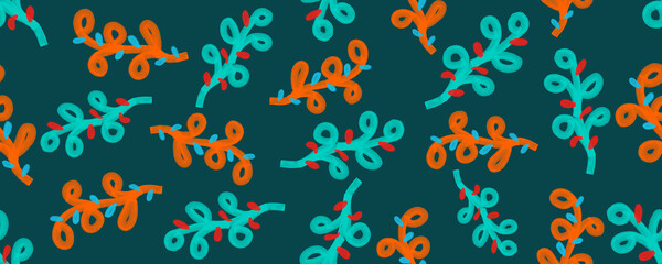 doodle leaf and branch seamless pattern wallpaper background header