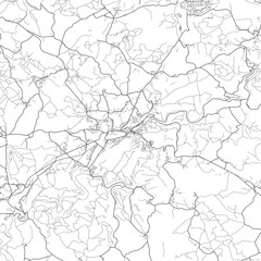 Area map of Karlovy Vary Czech Republic with white background and black roads