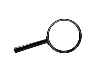 Close up single magnifying glass isolated on transparent background.