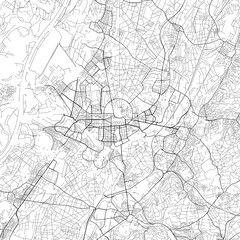 Obraz na płótnie Canvas Area map of Karlsruhe Germany with white background and black roads