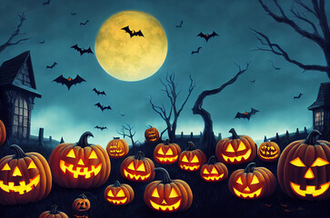 halloween background with pumpkins