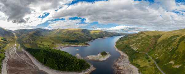 Fototapeta na wymiar Haweswater in the lake district showing signs of drought in the UK