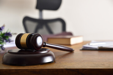 Gavel on the desk of a judge or lawyer