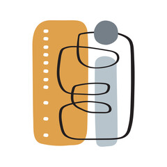 abstract art card poster organic lines and shapes in black gray and yellow tones big modern vector centerpiece isolated on white background