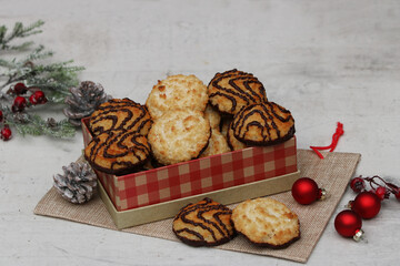 Coconut macaroons in a gift box.