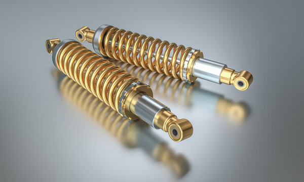 car shock absorbers with gold spring.