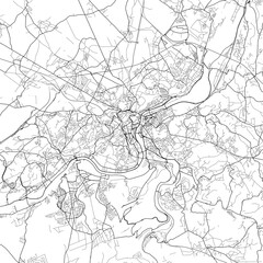 Area map of Liege Belgium with white background and black roads