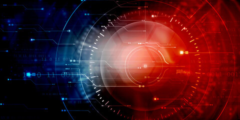 2d illustration Abstract futuristic electronic circuit technology background