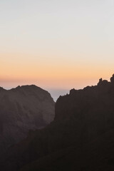 Panorama rocky mountain in the sunset landscape
