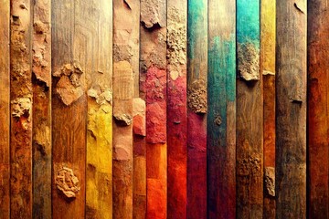 Worn out colorful wooden wall
