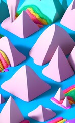 Matte 3D low poly mountain, vibrant colors, lat lighting, cute isometric 3d render, candyland, highly detailed, wallpaper