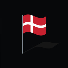 Denmark flag on pole vector graphics