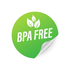 Green colored BPA free emblems, badge, logo, icon. Vector stock illustration.