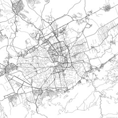 Fototapeta premium Area map of Murcia Spain with white background and black roads