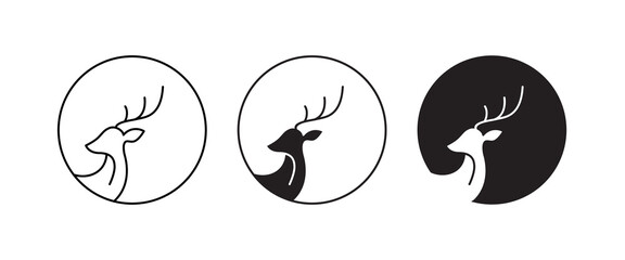 deer's head with antlers icon Reindeer head .Christmas icons vector, sign, symbol, logo, illustration, editable stroke, flat design style isolated on white linear