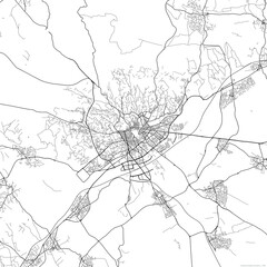 Area map of Nimes France with white background and black roads
