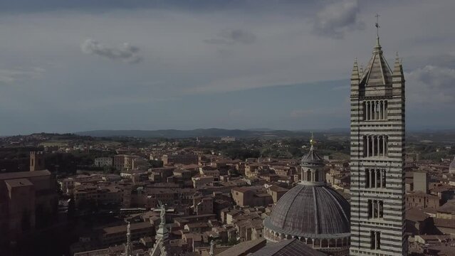 Florence Tuscany Italy Skyline Drone Aerial footage during golden hour