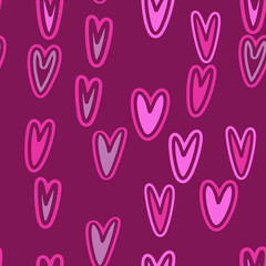 Vector heart background. Geometry pattern batik graphic. Hand drawn doodle painting. Design illustration brush stroke. Seamless art backdrop. Saint Valentine concept. Monochrome