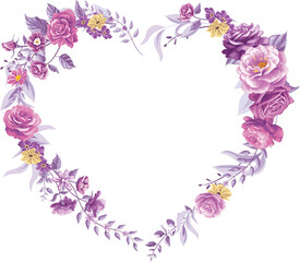 Naklejka na ściany i meble Beautiful Rose Flower and botanical leaf digital painted illustration for love wedding valentines day or arrangement invitation design greeting card