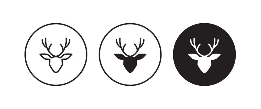 deer's head with antlers icon Reindeer head .Christmas icons vector, sign, symbol, logo, illustration, editable stroke, flat design style isolated on white linear
