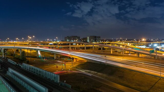 Traffic on urban highways at night