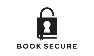 padlock and book logo icon. security education concept vector design