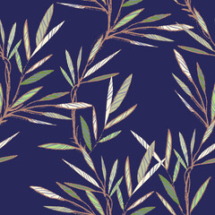 Sketched Leaves Seamless Pattern.