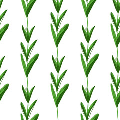 Obraz premium Seamless pattern with green leaves on a white background