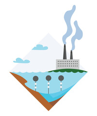 Naklejka premium Generation energy type icon. Power station sign. Modern technology, ecological emissions industry, sustainability concept. Nonrenewable fuel generation