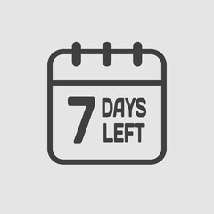 Countdown daily page calendar icon - 7 days left