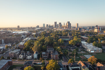 Panoramic view of Columbus, Ohio in the morning shot from art district - obrazy, fototapety, plakaty