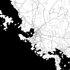 Area map of Pula Croatia with white background and black roads