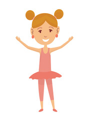 Kid profession ballerina. Cartoon young person in professional uniform. Cute children occupation vector illustration. Girl character in professions suit