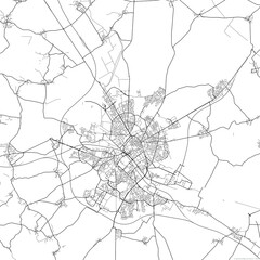 Fototapeta premium Area map of Reims France with white background and black roads