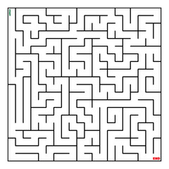 The maze coloring page finds the right way to the solution. square maze black line on white background