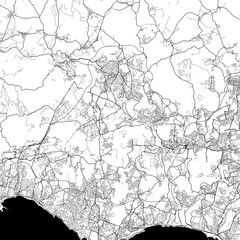Fototapeta na wymiar Area map of Rio de Mouro Portugal with white background and black roads
