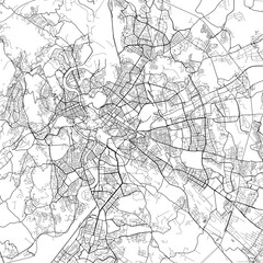 Obraz premium Area map of Rome Italy with white background and black roads