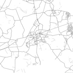 Area map of Roosendaal Netherlands with white background and black roads