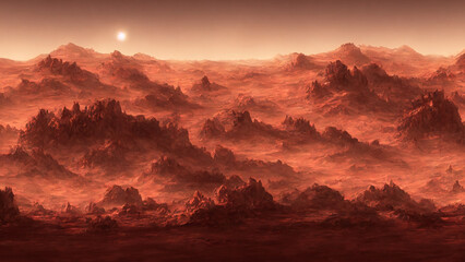 Fototapeta na wymiar Artistic alien sci-fi landscape.