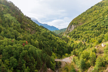 Fototapeta na wymiar Landscape of the Pyrenees of the Tena Valley, in the province of Huesca, Aragon, Spain