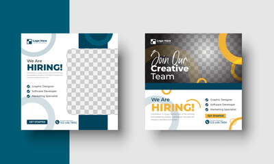 We are hiring job vacancy social media post or square web banner template
