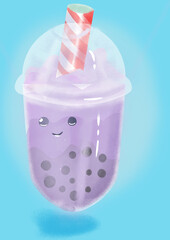 grape juice with a strawberry color straw