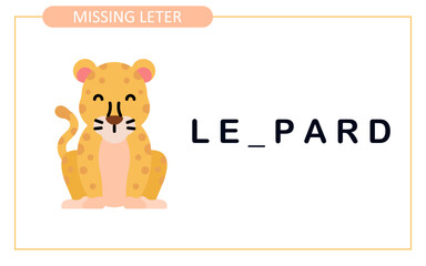 Find missing letter with leaped spelling. spelling game for kids. activity worksheet for kids.