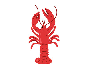 Fresh red crayfish in flat style isolated on white background. Vector illustration