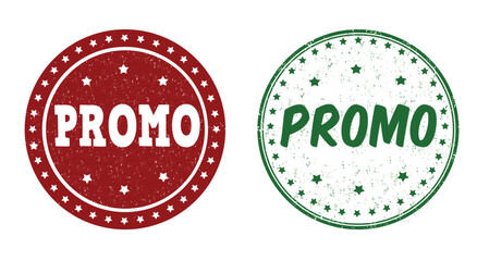 Set of promo grunge rubber stamps