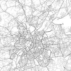 Obraz premium Area map of Schaerbeek Belgium with white background and black roads