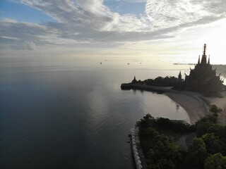 Beautiful sunrise in Thailand Pattaya and the temple of truth