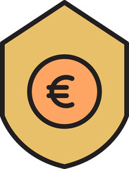 euro currency shield icon