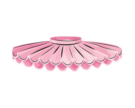 Ballet accessorie. Part of pink ballet dress or tutu skirt. Vector hand drawn sketch style object