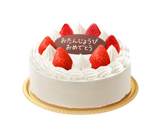 ホールケーキ バースデーケーキ イラスト リアル 金皿